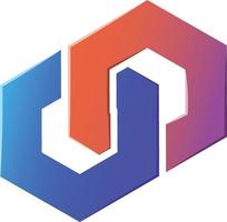 Abstract connected hexagon logo illustration in trendy and minimal style vector