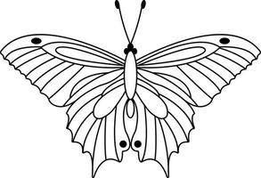 ilustración vectorial de mariposa. arte lineal en blanco. icono vector