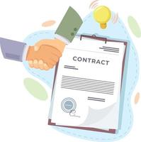 Contract and business handshake vector