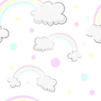 seamless pattern with rainbow and clouds vector