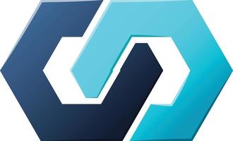 Abstract connected hexagon logo illustration in trendy and minimal style vector
