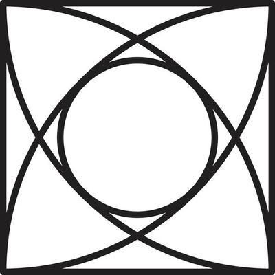 Abstract square logo with circle illustration in trendy and minimal style