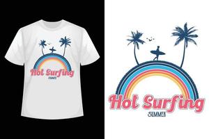 verano de surf caliente - plantilla de diseño de camiseta de surf vintage vector