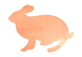 Outline silhouette of a colored hare, rabbit. Wild watercolor animal pose vector