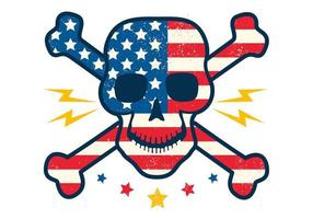 Skull with flag of USA