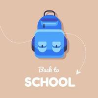 Back to school background with schoolbag. Back to school banner flyer template. Vector stock illustration.