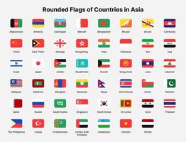 Asia countries flags. Rounded flags of countries in Asia. vector