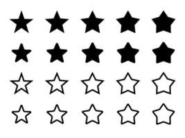 Star icons set. Filled and outlined star icons. Vector stock illustration.