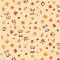 Autumn pattern with leaves. Autumn background with maple and oak leaves. Vector background.