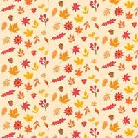 Autumn pattern with leaves. Autumn background with maple and oak leaves. Vector background.