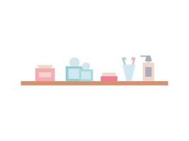 Vector shelf with bathroom tools illustration. Bathroom utensils flat style