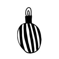 Christmas ball hand drawn sketch. Doodle illustration of Christmas ball with black lines. New year decoration. vector