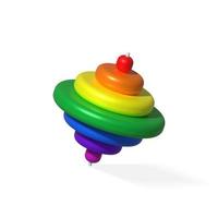 3D whirligig, yula, children's toy. Colorful spinning top, spinner. Vector stock illustration.