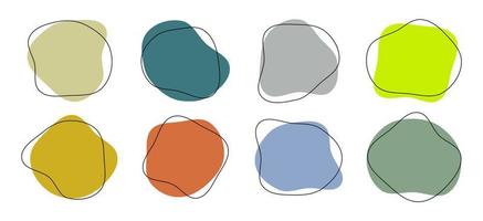 Blobs vector backgrounds. Organic amoeba blobs colorful shapes with line.