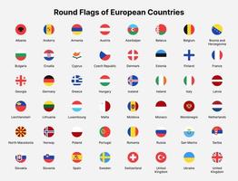 Europe countries flags. Round flags of countries in Europe. vector