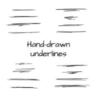 Hand drawn underlines set. Collection of vector doodle underlines in different shapes.