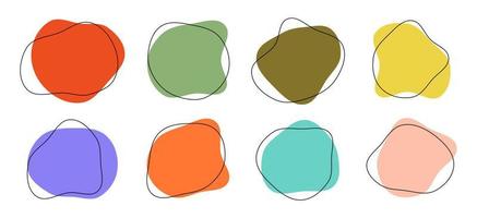 Blobs vector backgrounds. Organic amoeba blobs colorful shapes with line.