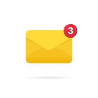 E-mail icon with notification. Symbol of sms or email on electronic devices. Envelope vector illustration.