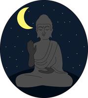 Statue of buddha, illustration, vector on white background.