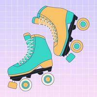 Retrowave y2k Roller skates. 1990s fashion. Maiden print for graphic t-shirt, journal cover, wrapping paper vector