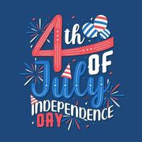 4th of July Independence day, Happy Independence day lettering Free Vector