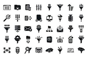 Content filter icons set simple vector. Internet funnel vector