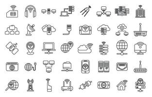 Internet provider icons set outline vector. Host service vector