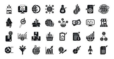Emerging market icons set simple vector. Payment chart vector