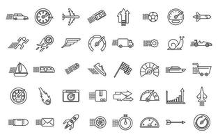 Velocity icons set outline vector. Efficient production vector