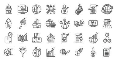 Emerging market icons set outline vector. Payment chart vector