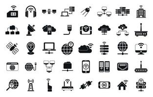 Internet provider icons set simple vector. Host service vector
