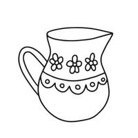 Hand drawn doodle creamer vector illustration with flower decor