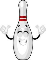 Happy bowling pin, illustration, vector on white background.