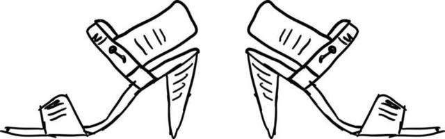 Cone heel sketch, illustration, vector on white background.