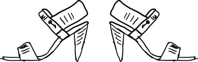 Cone heel sketch, illustration, vector on white background.