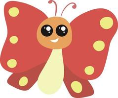 mariposa roja sonriente, ilustración, vector sobre fondo blanco.