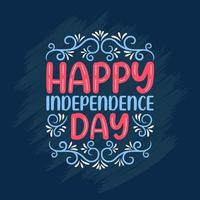 Happy Independence day, Happy 4th of July lettering Free Vector