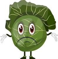 Confused cabbage, illustration, vector on white background.