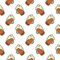 Pint of beer ,seamless pattern on white background. vector