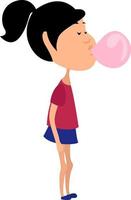 Girl with bubblegum, illustration, vector on white background