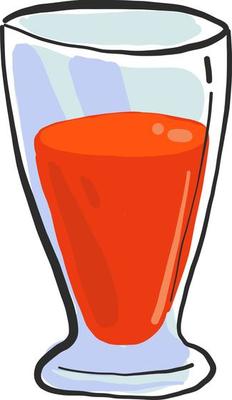 Strawberry juice in glass, illustration, vector on white background