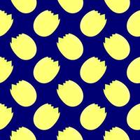 Broken egg, seamless pattern on blue background. vector