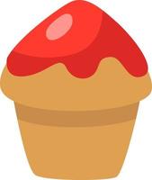 Strawberry cupcake, illustration, vector on a white background.
