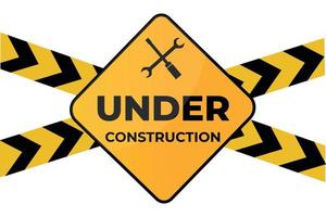 Under construction sign tools design vector