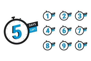 Days left with clock of Countdown timer number. vector