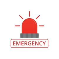 Emergency word concept with red siren illustration. vector