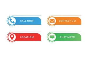 Contact us button. call now, Contact us, location and chat now buttons. vector