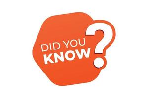 Did you know banner with question mark on white background vector