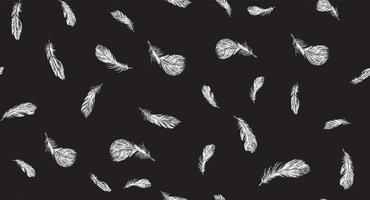 Set of bird feathers. Hand drawn sketch style. vector