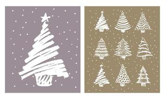 ilustraciones dibujadas a mano del árbol de navidad. vector. vector